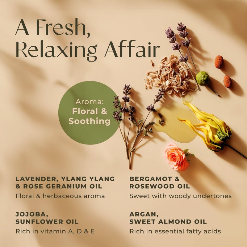 gya labs زيت تدليك مريح من Gya Labs بخلاصة زهرة اليلانغ يلانغ وإبرة الراعي والأرغان العضوي للجسم للبشرة، زيت تدليك طبيعي للعلاج بالتدليك، 6.76 أونصة سائلة - Image 3