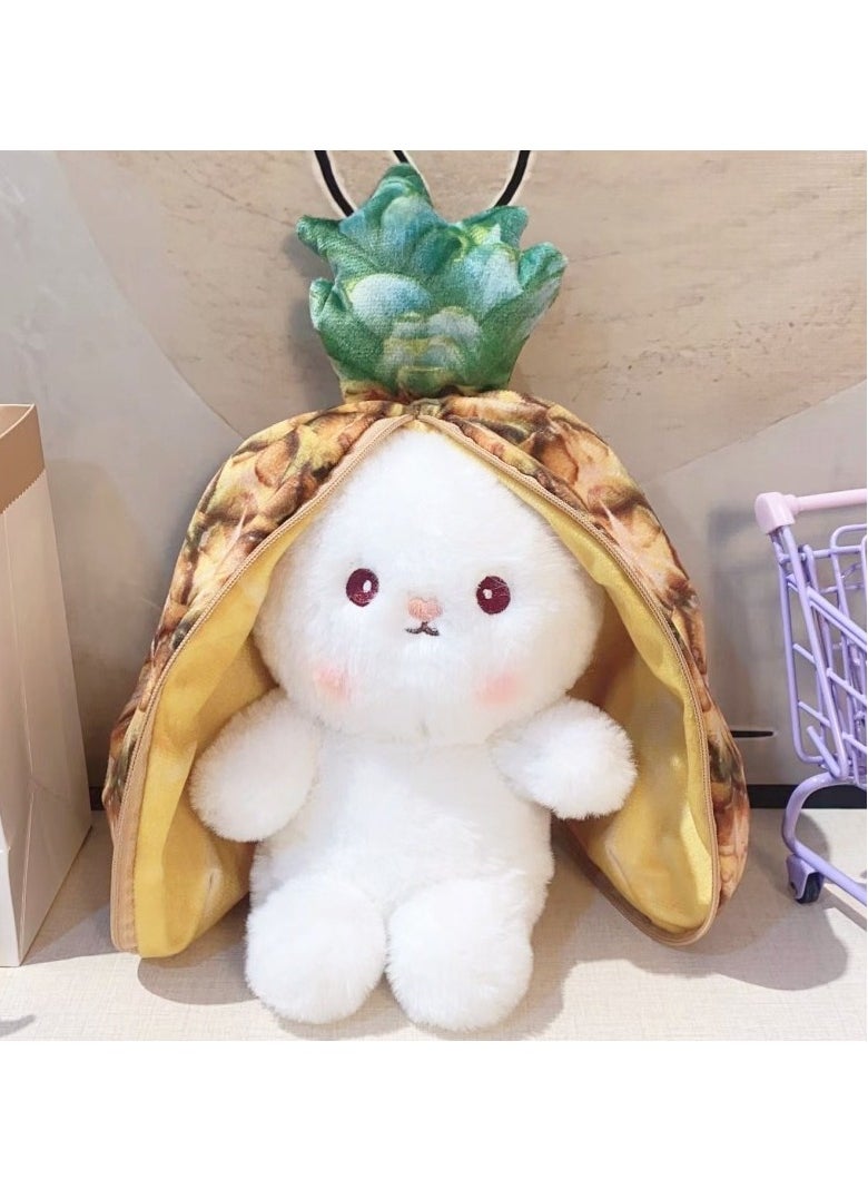 AROAQ Strawberry Bunny Plush Toys, Rabbit Muppet Toys, Bunny Toy Carrot Plush with Zipper, Long Ears Carrot Strawberry Turn Into Rabbit Stuffed Doll Toy For Kids Gift  - Image 1