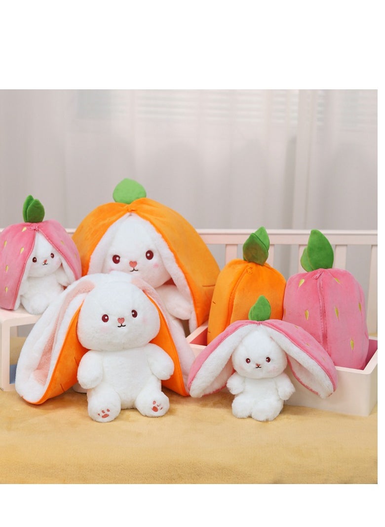 AROAQ Strawberry Bunny Plush Toys, Rabbit Muppet Toys, Bunny Toy Carrot Plush with Zipper, Long Ears Carrot Strawberry Turn Into Rabbit Stuffed Doll Toy For Kids Gift  - Image 3