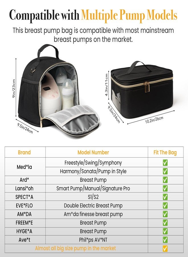 CarryWise Large Breast Pump Bag for Spectra S1 S2, Double Layer Removable Breast Milk Cooler Bag with 10 Gel Ice Packs & Waterproof Mat, Wearable Pumping Bags for Work Travel & Family, Black - Image 3