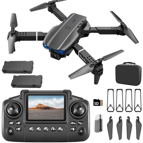 elecci E99 Drone with Screen Controller Twobatteries Altitude Hold One Key Take OffLanding Active Obstacle Avoidance with Black Outdoor Carrying Case Black 2 batteries - Image 1