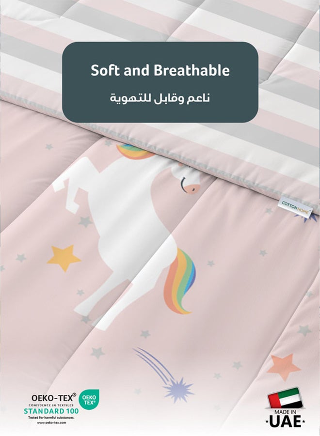Cotton home طقم لحاف أطفال مكون من 3 قطع من القطن الفاخر يشمل 1 قطعة لحاف 135x220 سم، 1 قطعة ملاءة مشدودة 90x200 سم، و1 قطعة غطاء وسادة 50x75+5 سم، يونيكورن - Image 3