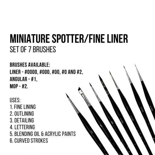 Like-It Like it Spotter Miniature Fine Tip Less Flex Brass Ferrule Miniature Liner for Accurate Detailing and Lines Artwork Set of 7 Brushes (Watercolor, Acrylic & Gouache Media) - Image 4