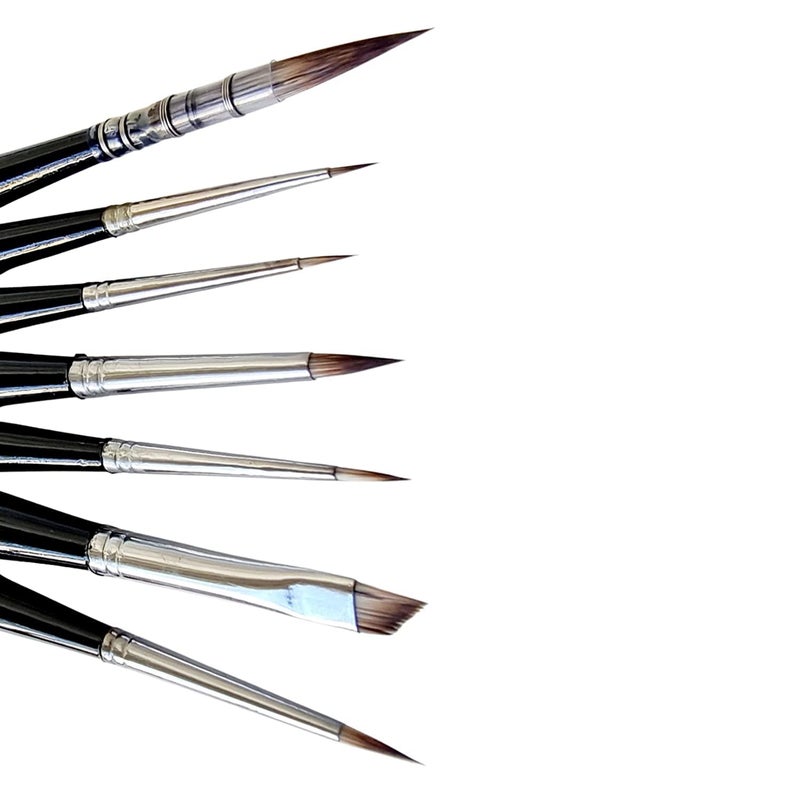 Like-It Like it Spotter Miniature Fine Tip Less Flex Brass Ferrule Miniature Liner for Accurate Detailing and Lines Artwork Set of 7 Brushes (Watercolor, Acrylic & Gouache Media) - Image 3
