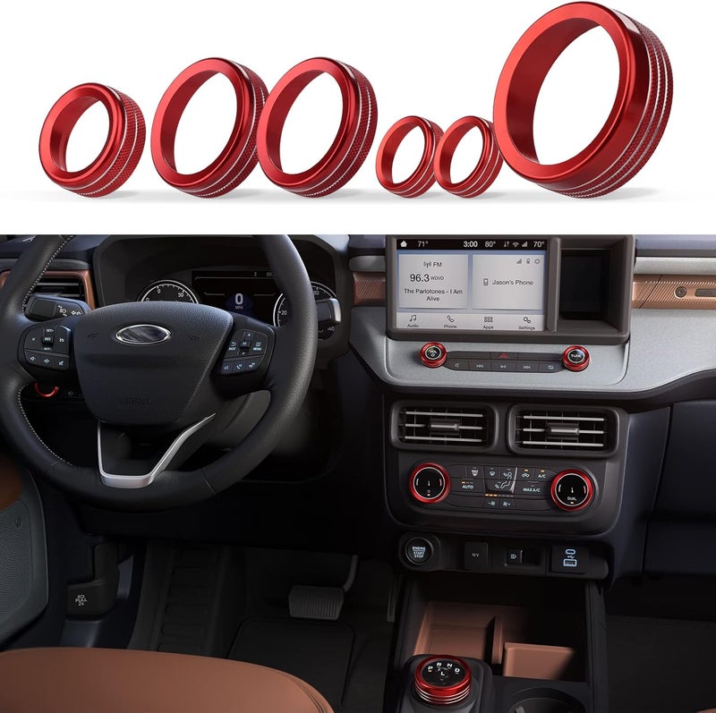 ANFOKAS 6pcs Red Knob Rings for Ford Maverick - Image 1