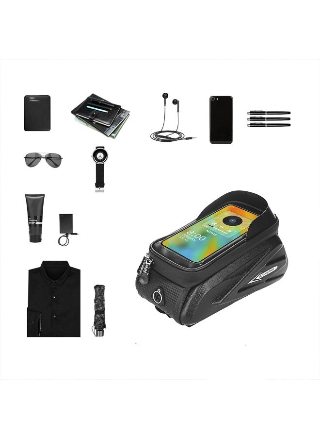 Cuken Bike Phone Bag - Waterproof Bike Front Frame Bag Sensitive Touch Screen, Top Tube Handlebar Bag,Cycling Storage Bag  - Image 5