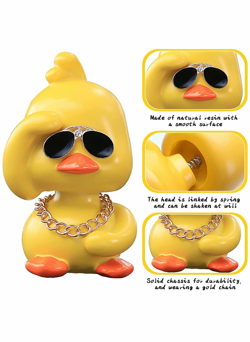 KASTWAVE Dashboard Decorations Duck Cute Yellow Duck Toy Car Ornaments Cool Duck Car Dashboard Decorations Shaking Head Doll Wave Right yellow  - Image 2