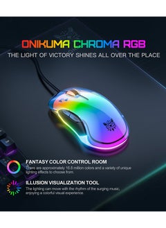 onikuma Gaming Mouse, Wired Gaming Mice 12,800 DPI Sensor, 8 Buttons High Precision Programmable Computer Gaming Mice Lightweight Gaming Mice Ergonomic Computer Mouse Gaming for Windows/PC/Mac/Laptop Gamer  - Image 2