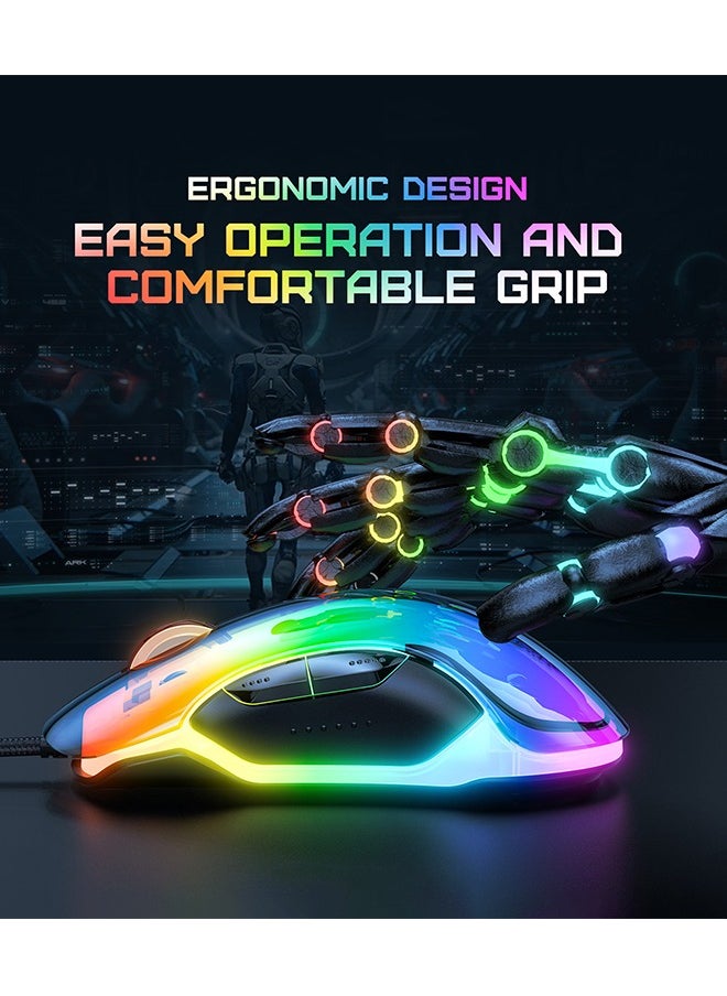 onikuma Gaming Mouse, Wired Gaming Mice 12,800 DPI Sensor, 8 Buttons High Precision Programmable Computer Gaming Mice Lightweight Gaming Mice Ergonomic Computer Mouse Gaming for Windows/PC/Mac/Laptop Gamer  - Image 4