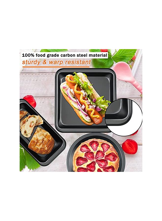 PROMASS Pans Nonstick Set, Baking Pans Nonstick Set, Nonstick Bakeware Set, 5 Pcs Bakeware Include Cookie Sheet, Loaf Pan, Square Pan, Round Cake Pan, 12 Cups Muffin Pan - Image 5