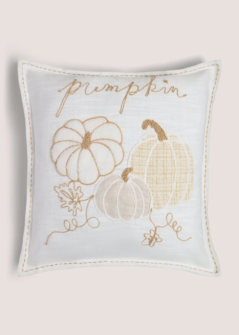 Matalan White Pumpkin Stitch Cushion