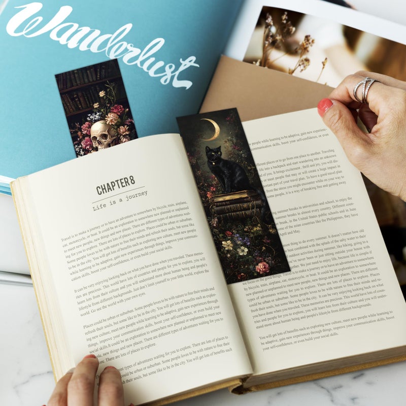 MENIFEND 120 Pcs Dark Academia Bookmarks Bulk, Gothic Floral Aesthetic Paper Book Mark with 15 Designs for Reading Women, Dark Romance Merch Bookish Gifts Reading Accessories for Women Teens Adults - Image 5
