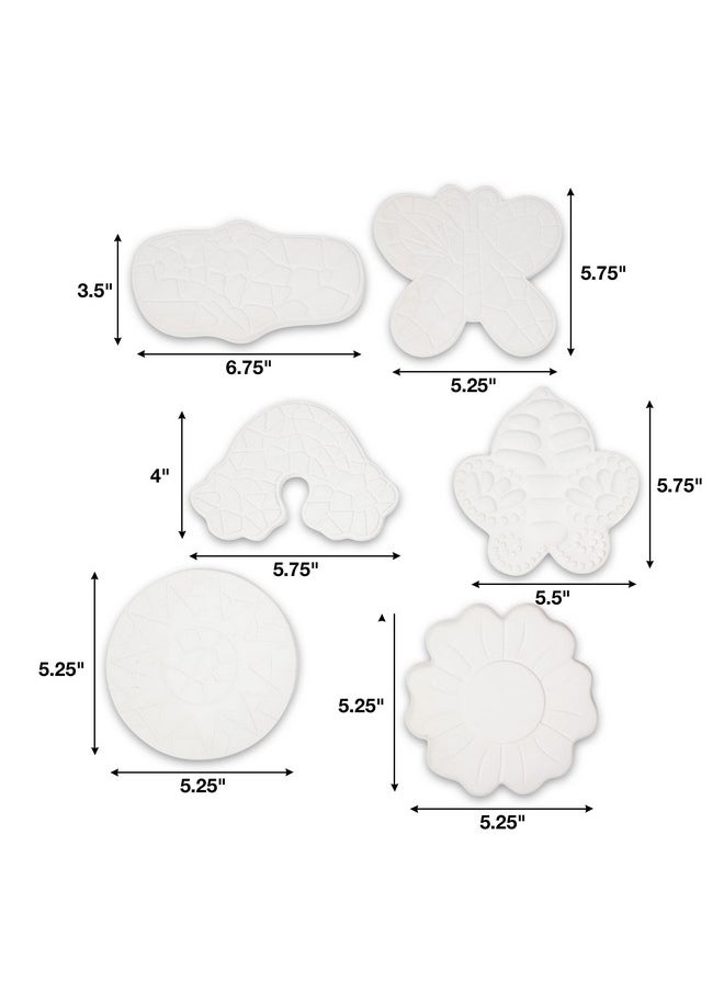 Gift Boutique - Paint Your Own Ceramic Stepping Stones Craft Kit Set Of 6 Unpainted Ceramics For Kids Fun Activity Outdoor Garden Decor Summer Spring Arts & Crafts Painting Project Supplies Paint And Brushes Included - Image 1