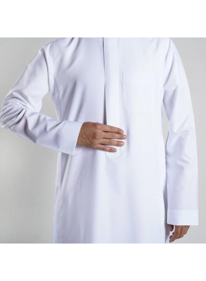 الدفة ثوب الدفه رجالي ابيض ساده سحاب - Image 3