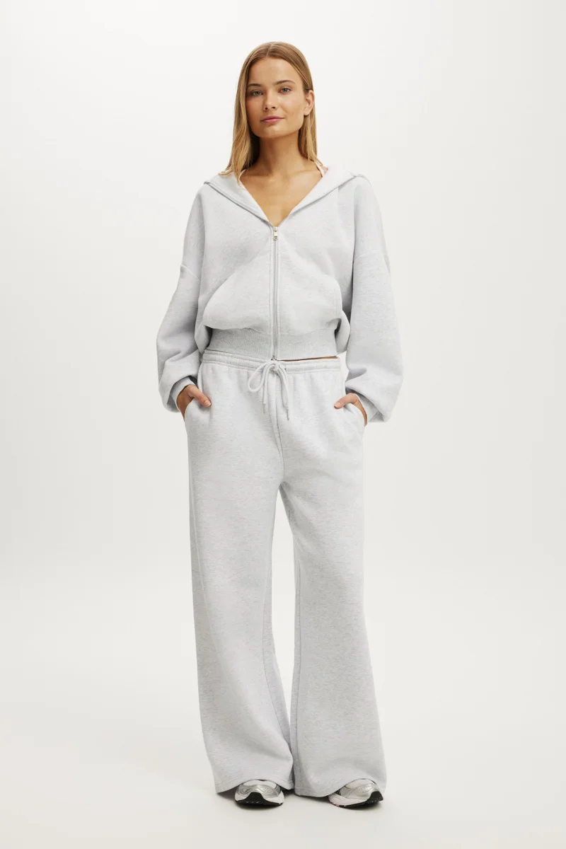 Plush Tie Waist Wide Leg Sweatpant