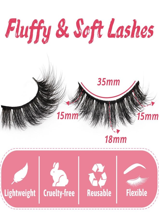 Fyonas Fluffy Lashes Wispy False Eyelashes Natural Look Volume & 3D Faux Mink Strip Lashes 15-18mm (815) - Image 2