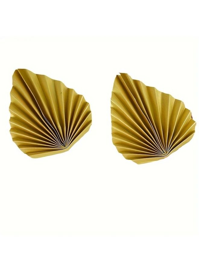4pcs Golden Leaves Fan Cake Topper Set Elegant Baking Decoration For Birthday Cakes - Image 3