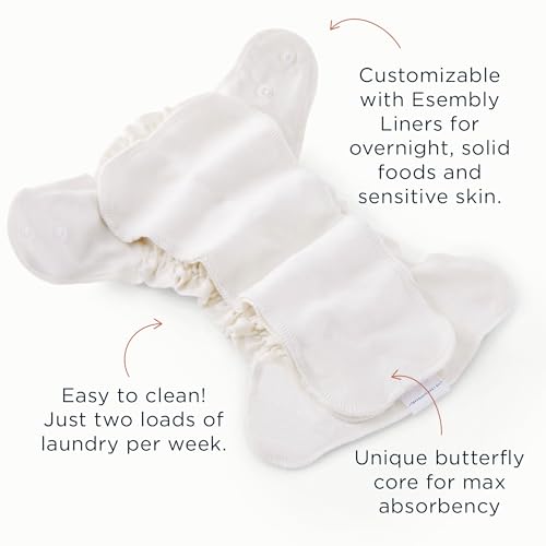 Esembly Cloth Diaper Inner - Organic Cotton Fitted Diaper- Soft, Ultra-Absorbant, Trim-Fitting Layer to Pair with Waterproof Outer for Blowout-Proof Diapering - 6-Pack, Size 1 (7-17lbs) - Image 3