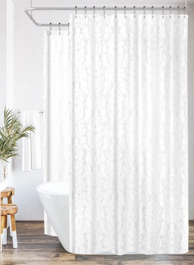 Riyidecor Clawfoot Tub Vintage Damask Shower Curtain Liner 180 x 70 Inch All Around Bathtub Wrap Around Round Freestanding Surround Oval Fancy Floral Extra Wide Heavy Duty PEVA Shower Hooks - Image 1