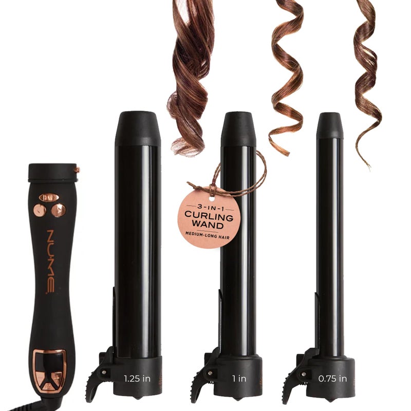 NuMe Automatic Curling Iron, 3 In 1 Curling Wand Set For Beach Waves, Hair Curler With 3 Interchangeable Tourmaline Ceramic Barrels, Professional Hair Curler Set for Short, Long Hair, Hair Styling Kit - Image 1