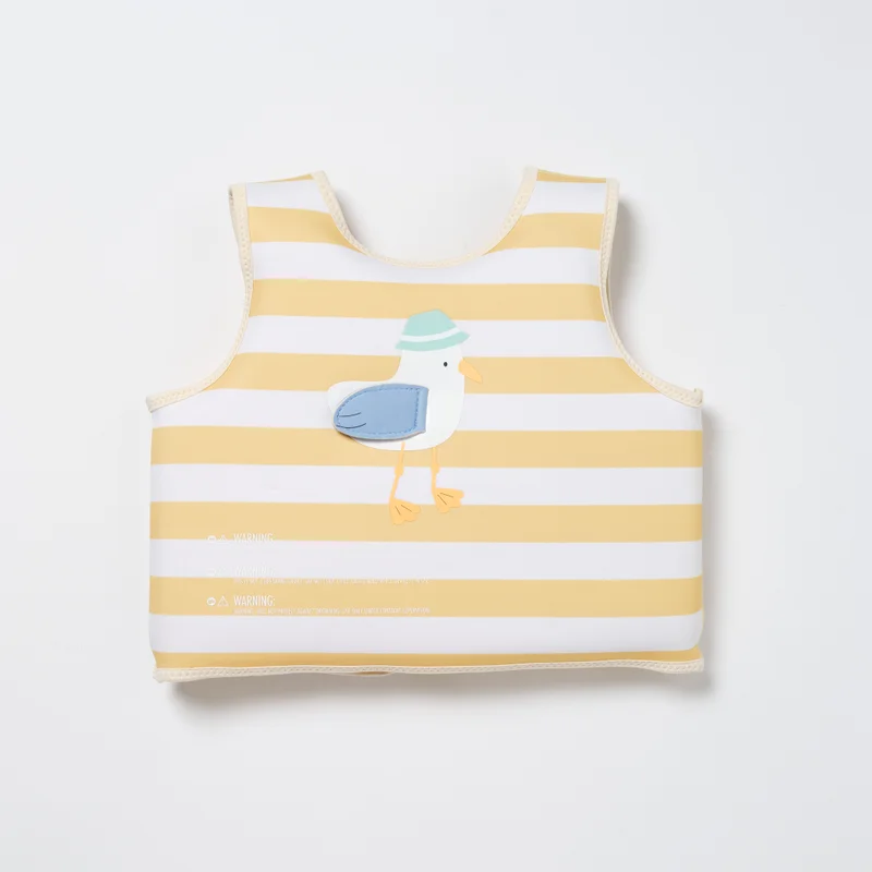 SUNNY LIFE Kids Swim Vest 3-6 Sid The Seagull Mustard Stripe