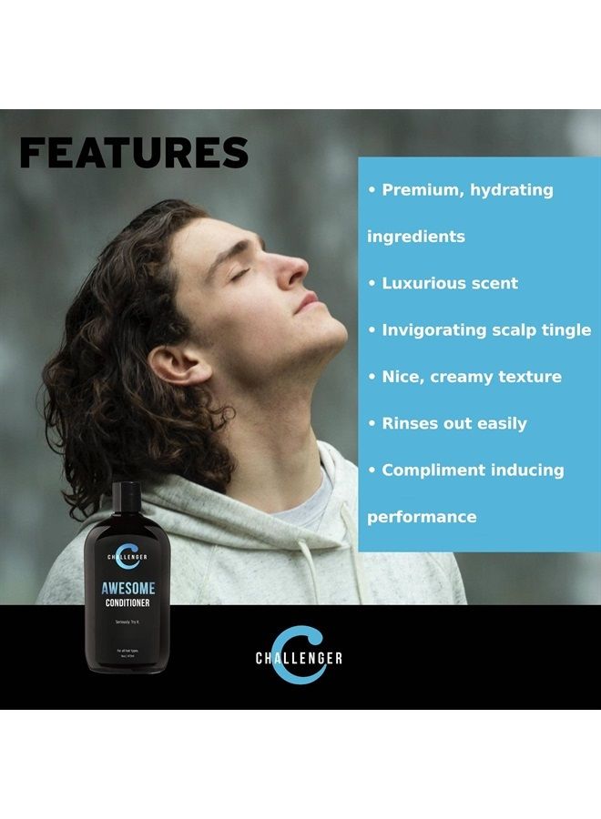 Challenger Men's Argan, Jojoba, Shea Butter, Aloe Conditioner - 16oz - Premium Ingredients Tingle - Coconut Oil, Jojoba Oil, Hydrolyzed Keratin, Vitamin B5. No Sulfates & Gluten Free. 2-3 Month Supply - Image 4