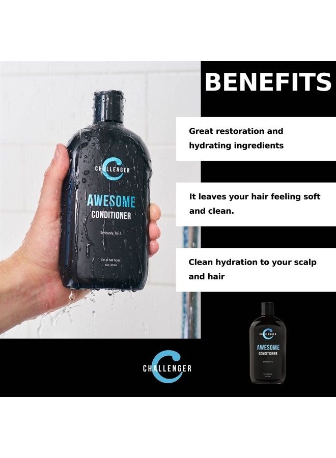 Challenger Men's Argan, Jojoba, Shea Butter, Aloe Conditioner - 16oz - Premium Ingredients Tingle - Coconut Oil, Jojoba Oil, Hydrolyzed Keratin, Vitamin B5. No Sulfates & Gluten Free. 2-3 Month Supply - Image 5