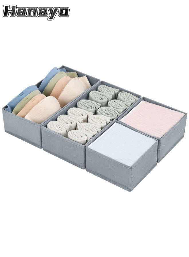Hanayo 4 Pcs Closet Drawer Organizer Foldable Underwear and Bras Drawer Organizers Non-woven Fabric Storage Box Divider Bins for Bra Socks Underware Ties Clothes (Grey) - Image 1