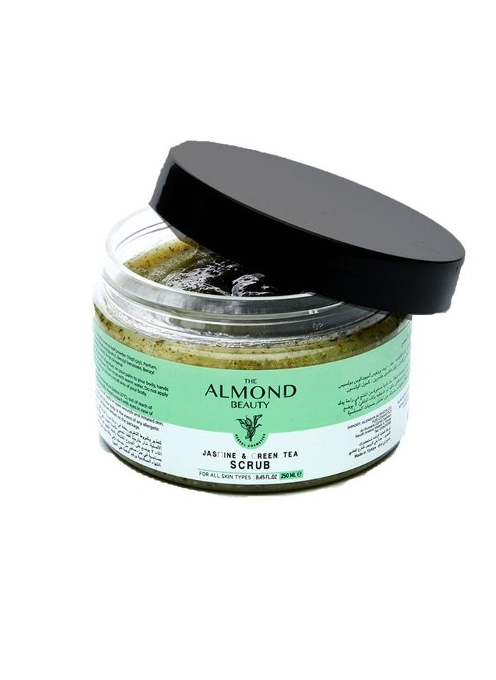 THE ALMOND BEAUTY Almond Beauty Jasmine & Green Tea Body Scrub 8.45 fl oz Natural Shower Scrub for All Skin Types Gentle Intensive Moisturizing Body Care  - Image 2