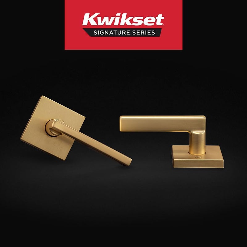 Kwikset Halifax Interior Passage Door Handle Lever For Closet and Hallway Doors Reversible NonLocking Handle Lever Satin Brass with Microban Protection - Image 2