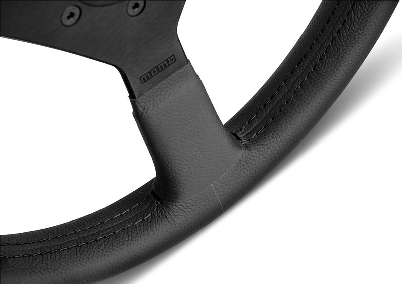 MOMO Motorsport Montecarlo Black Stitch Leather Street Steering Wheel, Brushed Anodized Spoke, BK Stitch 350mm - Image 4