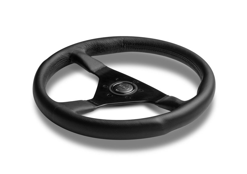MOMO Motorsport Montecarlo Black Stitch Leather Street Steering Wheel, Brushed Anodized Spoke, BK Stitch 350mm - Image 2