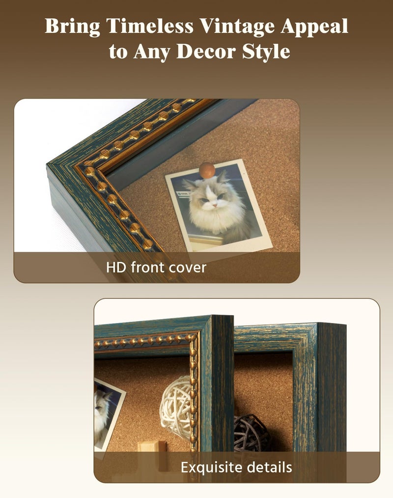 FOLKOR 8x10 Rustic Display Case for Wedding Memories Dried Flowers, with Pins and Tapes, DIY Shadow Box Wall Art for Trinkets, Memorabilia, Memorial Gift for Birthday Mother's Day Housewarming (Green) - Image 3