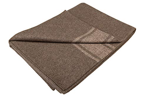 Farm Blue Wool Blanket Military Style - Thick & Lightweight Army Camping Blankets as a Survival Blankets, Car, Hiking 55% Wool 45% Blended Fibers (OD/Khaki Stripe 62" x 80" x 0.15") - Image 3
