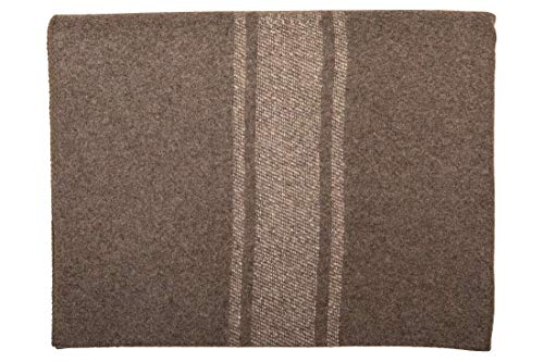 Farm Blue Wool Blanket Military Style - Thick & Lightweight Army Camping Blankets as a Survival Blankets, Car, Hiking 55% Wool 45% Blended Fibers (OD/Khaki Stripe 62" x 80" x 0.15") - Image 1