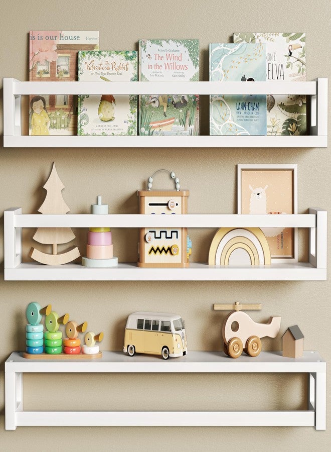 TidyCorner Upgraded Thick Floating Shelves - 24 Inch Multi-Use Wall-Mounted Bookshelves for Kids and Nursery, Ideal for Books, Toys, Spice Rack, Decor - White - Image 1