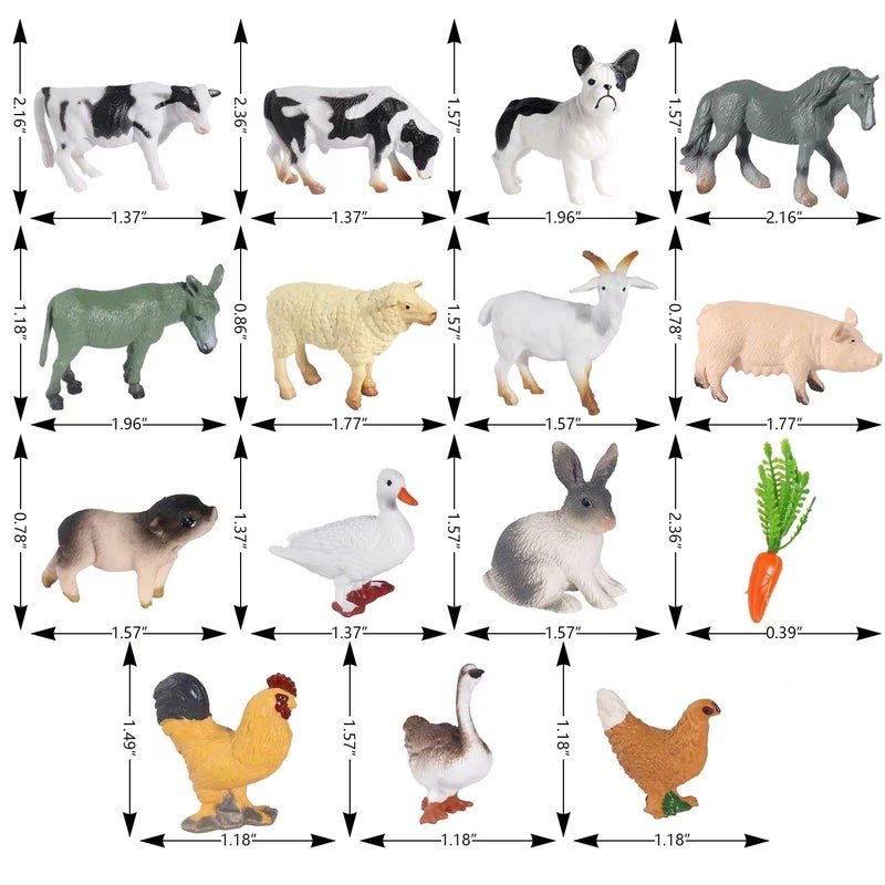SIENON 15Pcs Farm Animal Figures Toys Realistic Mini Farm Animal Figurines, Farm Barn Animals Playset, Miniature Farm Animal Cake Topper Ornaments for Easter Egg Fillers Birthday Animals Theme Party - Image 2