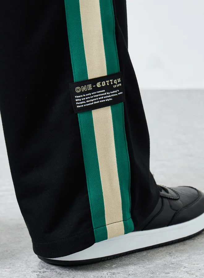 Styli Styli Relaxed Fit Open Hem Joggers with Side Tape and Badge Detail