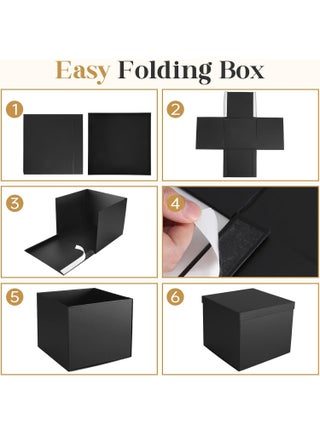 Large Gift Box Black, 12x12x10 inches Large Black Gift Boxes for Presents with Lids, Birthday Box, Groomsman Proposal Box, for Wedding, Valentine's Day, Mother's Day, Gift Packging - view 3
