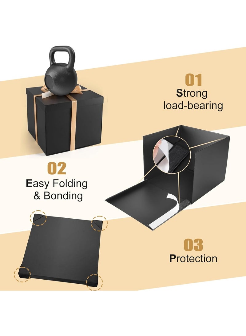 دان كولين مربع الهدايا الكبيرة أسود، 12x12x10 بوصة مربع الهدايا الكبيرة مع مربع غطاء، مربع عيد ميلاد، مربع زفاف الشقيق، مناسبة لحفلات الزفاف، عيد الحب، عيد الأم، التعبئة والتغليف الهدايا - Image 4