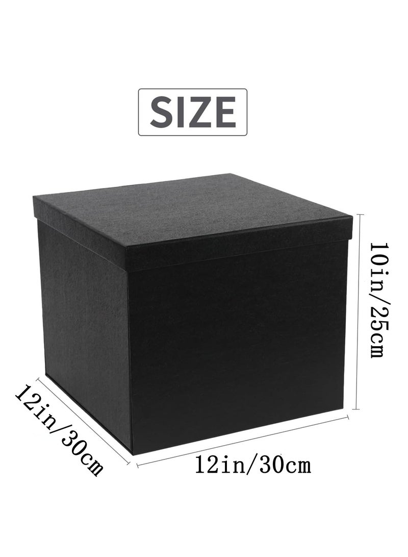 دان كولين مربع الهدايا الكبيرة أسود، 12x12x10 بوصة مربع الهدايا الكبيرة مع مربع غطاء، مربع عيد ميلاد، مربع زفاف الشقيق، مناسبة لحفلات الزفاف، عيد الحب، عيد الأم، التعبئة والتغليف الهدايا - Image 2