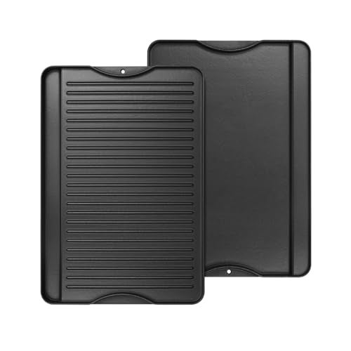AJinTeby 2-in-1 Reversible 16” x 24” Pre-Seasoned Cast Iron Cooking Griddle for Gas Stove/Charcoal/Electric/Propane/Gas Grill, Flat Griddle Top Plate for Camping Tailgating - Image 1