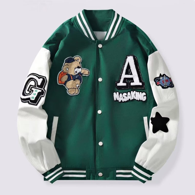 American-Style Trendy Baseball Jacket For Men And Women, , High-End Bf Print, Color-Blocking, Loose Casual Jacket - Image 1
