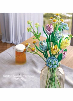 Excefore Flower Bouquet Building Kit Tulips Blocks Sets Botanical Collection Creative Project for Adult Home Decoration Compatible with Lego  - Image 2