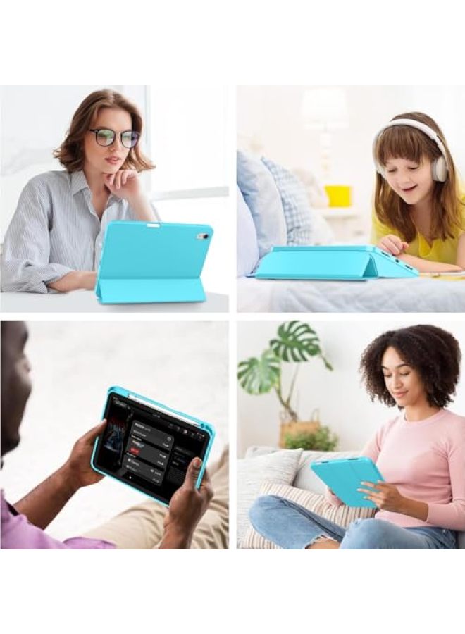 iMieet حافظة iMieet لجهاز iPad (A16)/الجيل العاشر من iPad [11 بوصة 2025/10.9 بوصة 2022]، حافظة ذكية قابلة للطي ثلاثية مع حامل وحامل قلم وظهر TPU ناعم، تدعم Touch ID (أسود) - Image 4