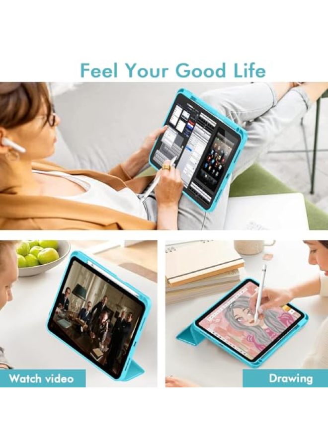 iMieet حافظة iMieet لجهاز iPad (A16)/الجيل العاشر من iPad [11 بوصة 2025/10.9 بوصة 2022]، حافظة ذكية قابلة للطي ثلاثية مع حامل وحامل قلم وظهر TPU ناعم، تدعم Touch ID (أسود) - Image 5