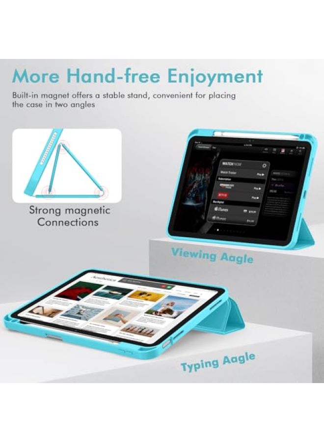 iMieet حافظة iMieet لجهاز iPad (A16)/الجيل العاشر من iPad [11 بوصة 2025/10.9 بوصة 2022]، حافظة ذكية قابلة للطي ثلاثية مع حامل وحامل قلم وظهر TPU ناعم، تدعم Touch ID (أسود) - Image 3
