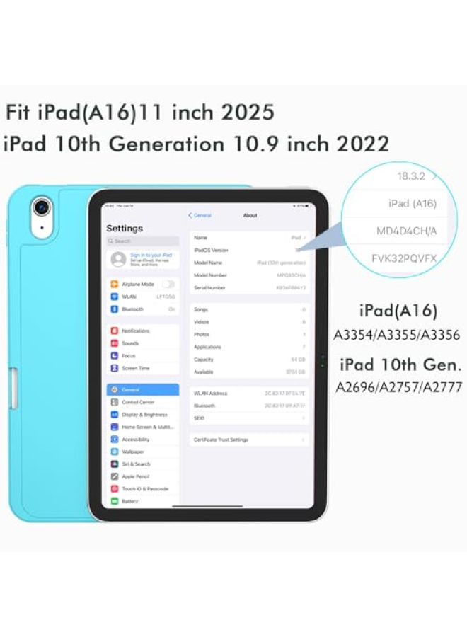 iMieet حافظة iMieet لجهاز iPad (A16)/الجيل العاشر من iPad [11 بوصة 2025/10.9 بوصة 2022]، حافظة ذكية قابلة للطي ثلاثية مع حامل وحامل قلم وظهر TPU ناعم، تدعم Touch ID (أسود) - Image 2