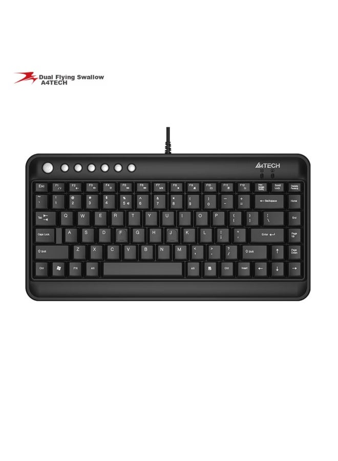 A4tech Kl-5 Wired Keyboard, Membrane Laptop External Desktop Computer Office Typing Short Small Keyboard, Usb Interface, Black - Image 1