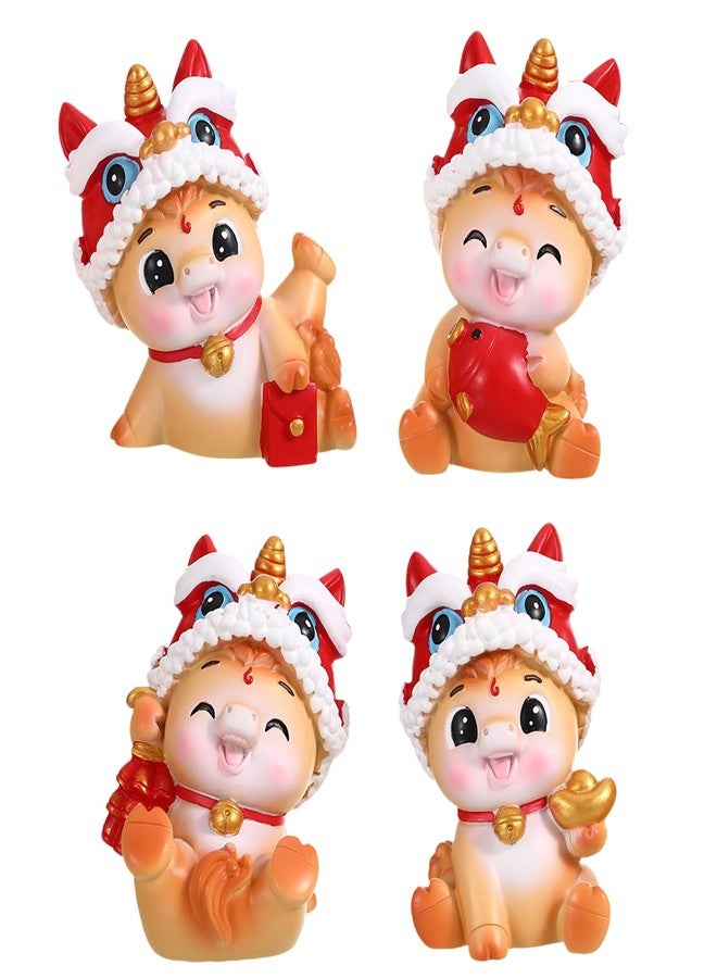 LAIAMER 4 Pcs 2026 Chinese New Year Horse Figurine Resin Mini Golden Chinese Zodiac Horse Statue for Car Dashboard Office Tabletop Lunar New Year Zodiac Decoration Collection Gift - Image 1